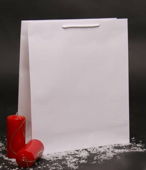 Biela taška - lesklé lamino 40x30x10 cm